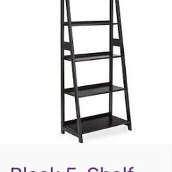 5 tier black Ladder Bookcase