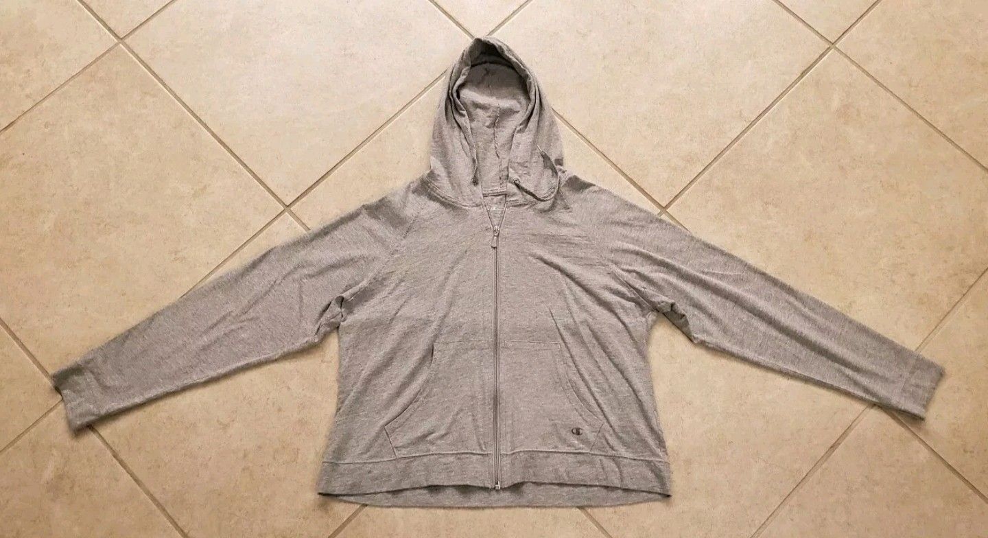 Women's Champion Zip Up Hoodie Jacket Size Large Gray