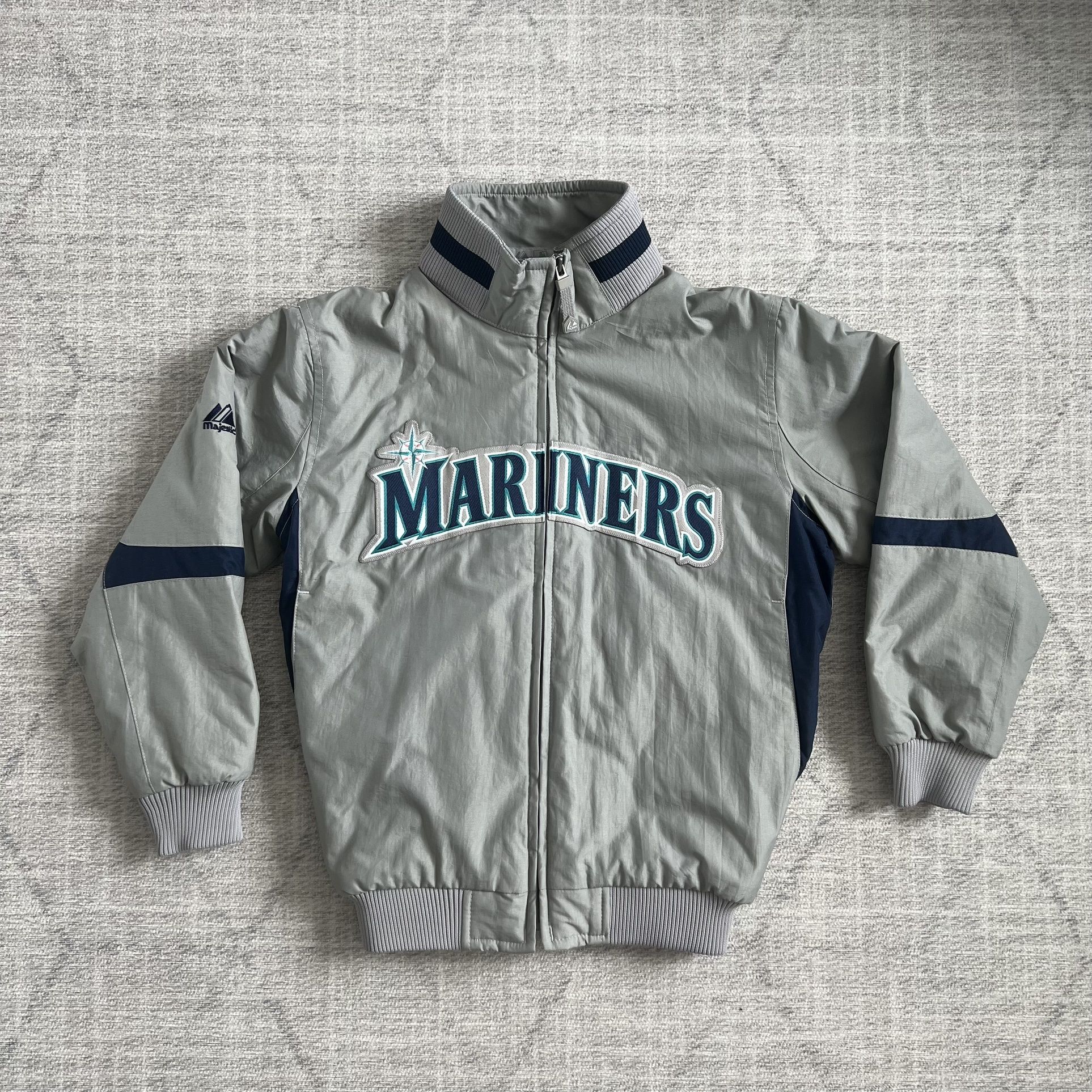 Majestic MLB Baseball Seattle Mariners Kid's Grey Athletic Zip Up