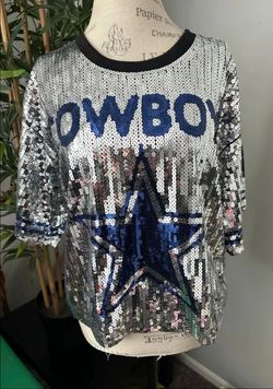 Dallas Cowboys Inspired Sequin Cropped Top
