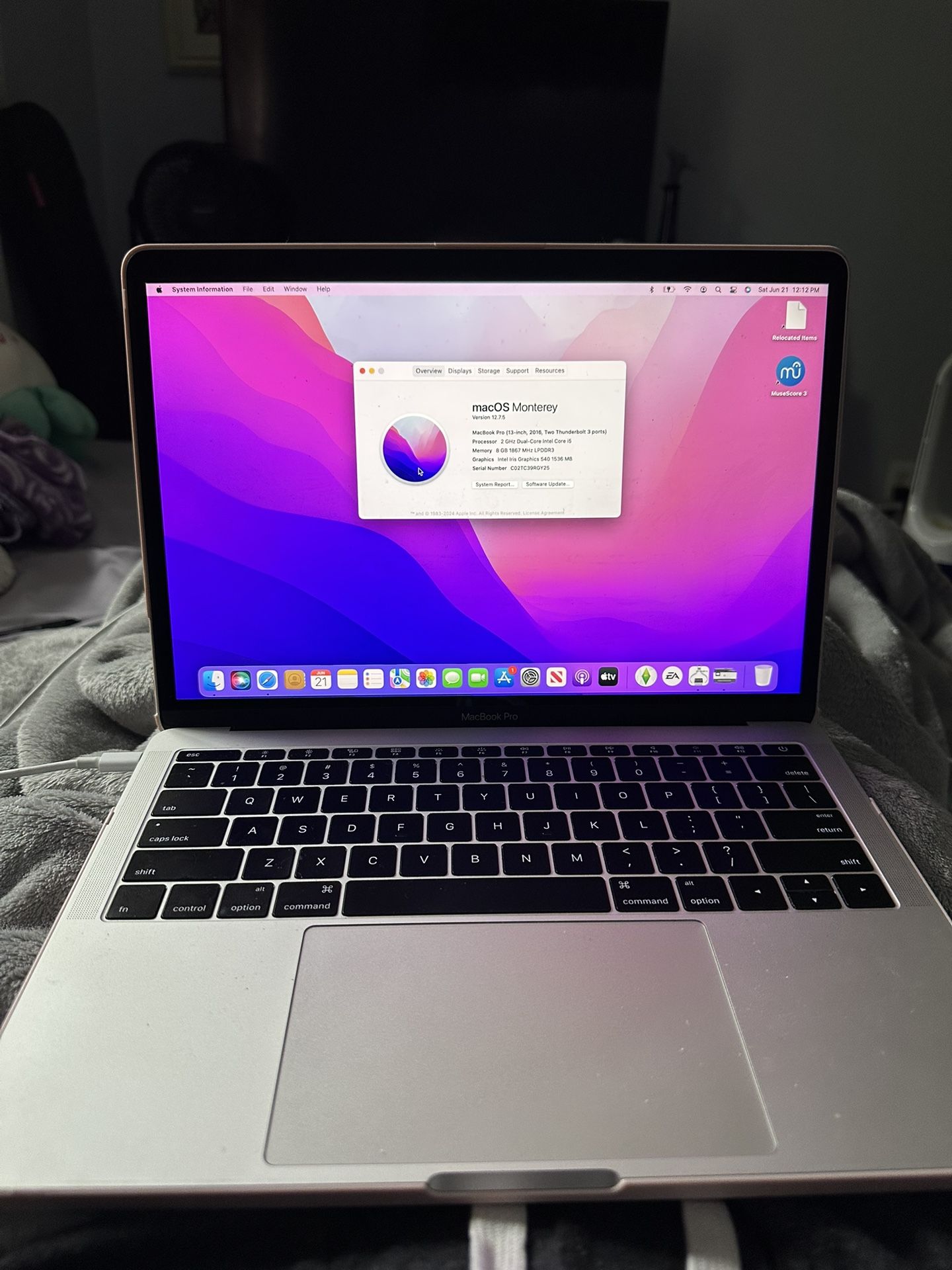 Used 2016 Silver MacBook Pro 13” 8GB