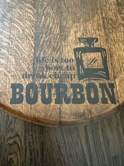 Lazy Susan type spin table decor barrel head bourbon drinks table top