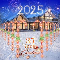 30" Christmas Candy Cane Lights - 12 Pack 8 Modes,29V LED Candy Cane Lights Christmas Decor, Outdoor Christmas Decorations, for Yard Lawn Garden or Pa