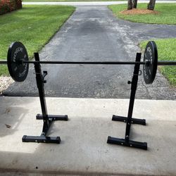 Rogue Barbell 25lb Plates 2 Adjustable Stands