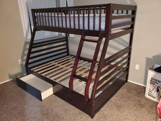 TWIN/FULL BED WITH ORTOPHEDIC MATTRESS(BOTH) and 2 drawers