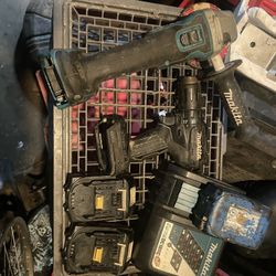 Mikita Grinder Drill W/charger 3batteries And Bauer Hammer Drill