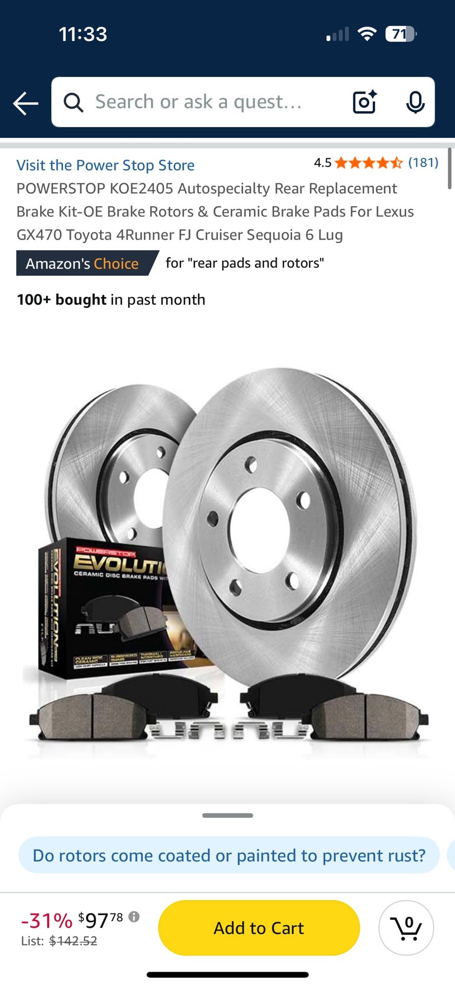 Toyota 4Runner/sequoia/FJ Cruiser/lexus GX470 Rear Brake Kit