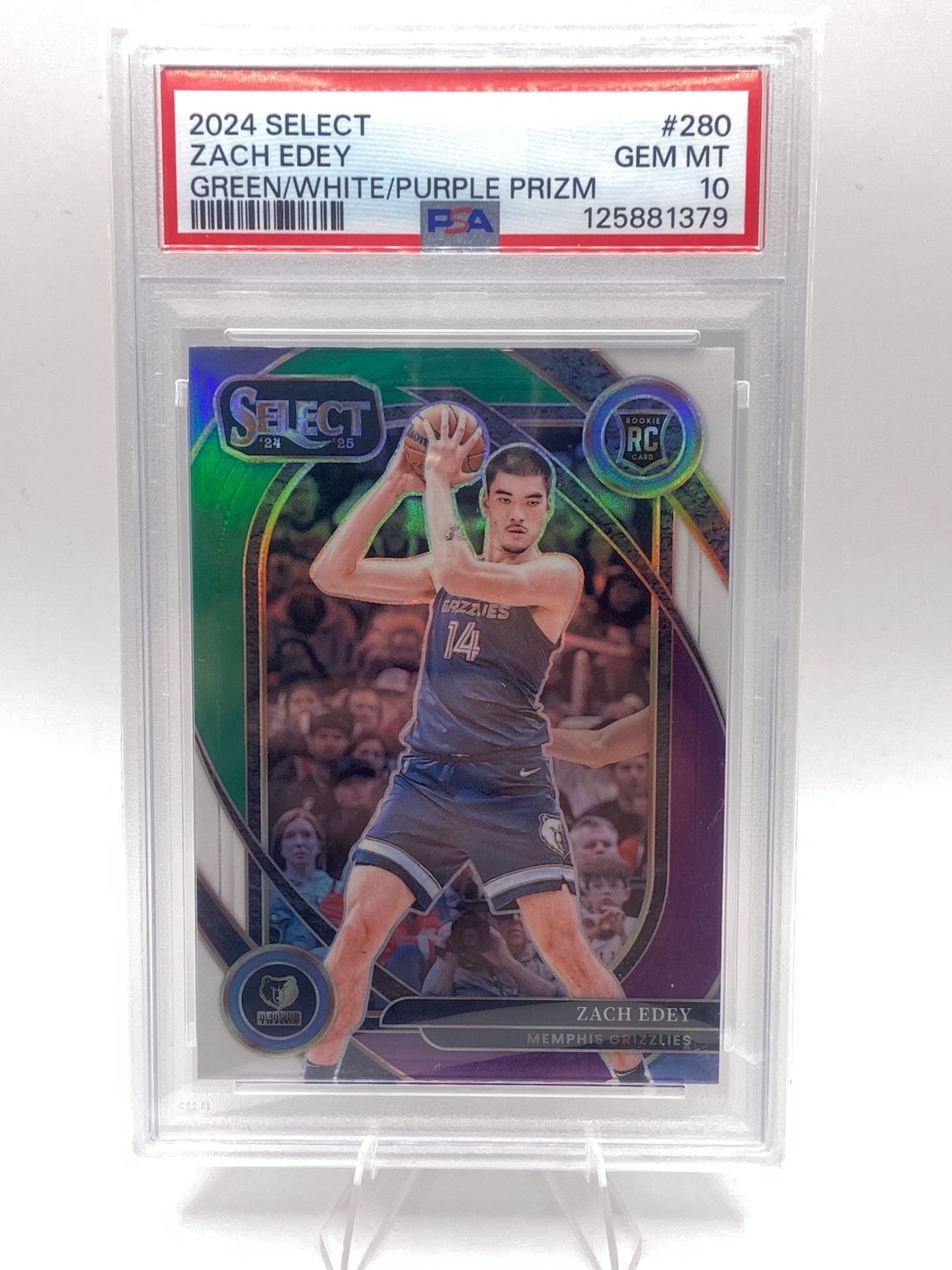 Zach Edey Select PSA 10 Green/White/Purple - $70