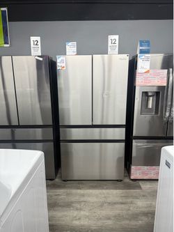 Samsung - 36 in. Wide BESPOKE 23 cu. ft. 4-Door French Door Counter Depth Smart Refrigerator with Beverage Center - Stainless Steel ✨