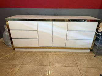 White White Gold Trim Dresser
