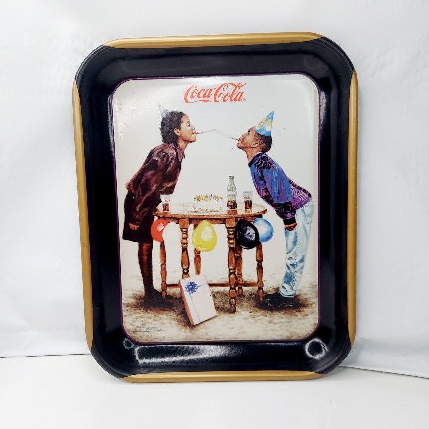 Vintage 1996 Coca Cola Tray "Birthday Smiles" John Soloman Sandridge, 10 x 13