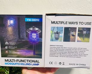 2-Pack Solar Mosquito Zapper Lamps - Outdoor/Indoor UV Bug Killers (New in Box)