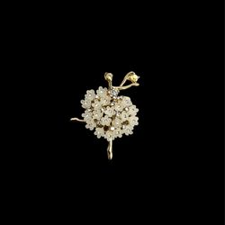 Vintage Ballerina With Floral Tutu And Rhinestones!  3D Tutu!