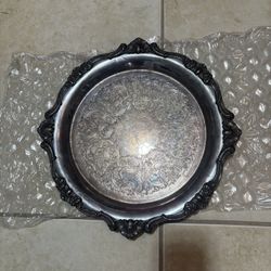 Antique Silver Round Serving Tray- Marked Gorham  Silver Original