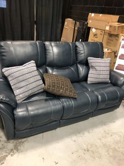 Genuine leather power reclining sofa