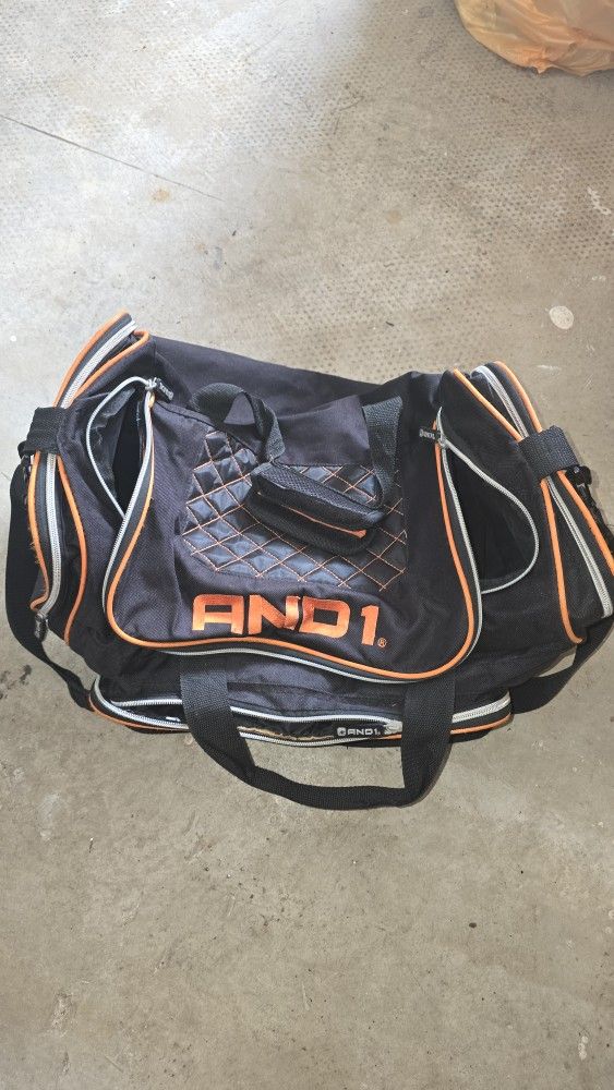 And1 Black And Orange Duffel Bag For Basketball Or Athletic Gear