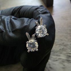 SS925 2ctw Moissanite Diamonds Rabbit Studs