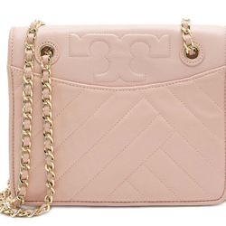Tory Burch Pink Leather Chevron Alexa Shoulder Bag (authentic)