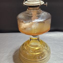 Vintage Amber Oil Lamp - Missing Chimney - Antique Decorative Lighting - Unique Collectible Piece