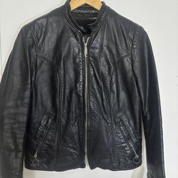 Genuine Leather Biker Jacket – Short Style – Zipper Damage (AS-IS)