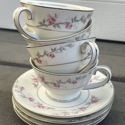 Norleans Debonaire Teacups & Saucers (set of 4)- Vintage Fine China from Japan