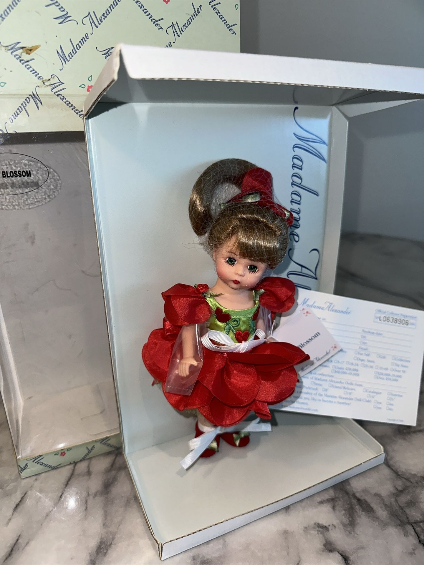  NIB 2000 Madame Alexander Rose Blossom 8" Doll Registration Incl Never Removed