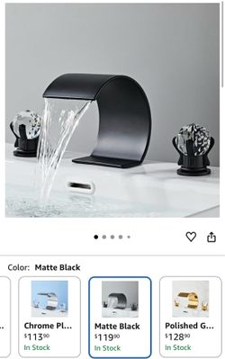 Matte Black Waterfall Bathroom Faucet with Crystal Handlesyy