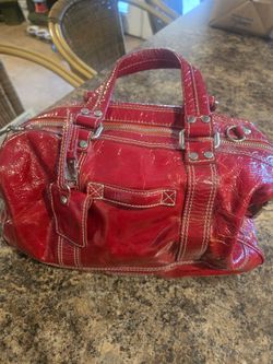 Via Repubblica red patent leather handbag with silver hardware