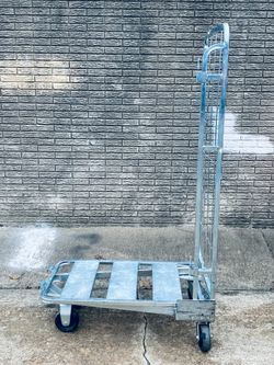 Aluminum Rolling Transport Platform Cart With 4 Castors & Supplies Hanging Rack