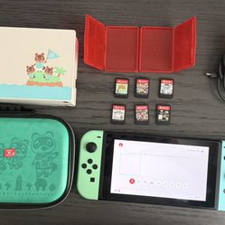 Nintendo Switch Animal Crossing: New Horizons Edition Bundle – 6 Games + Memory Card + Travel Case + 2 Game Cases 
