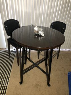 High end high table 2 leather chairs