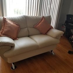 Two Genuine Leather Loveseat and a Sofa 