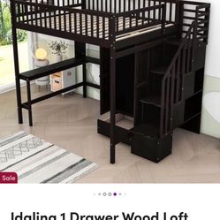 Idalina 1 Drawer Wood Loft Bed