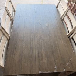 Wood Dining Table with 6 Chairs 