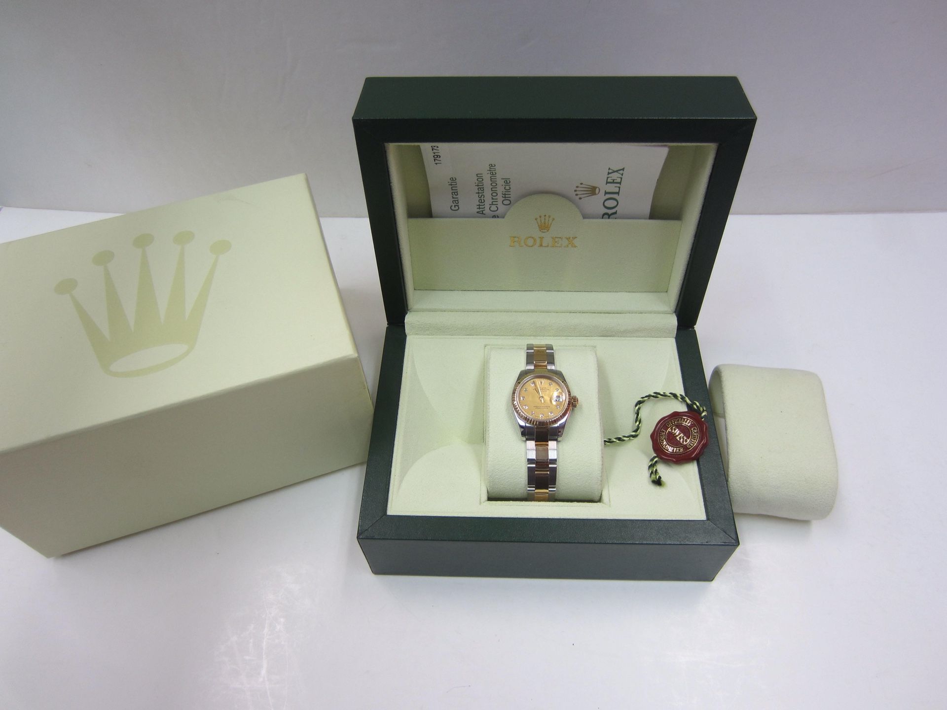 Ladies Rolex 179173 Datejust 26mm 18KT/SS Gold Diamond Dial Oyster Band 2005