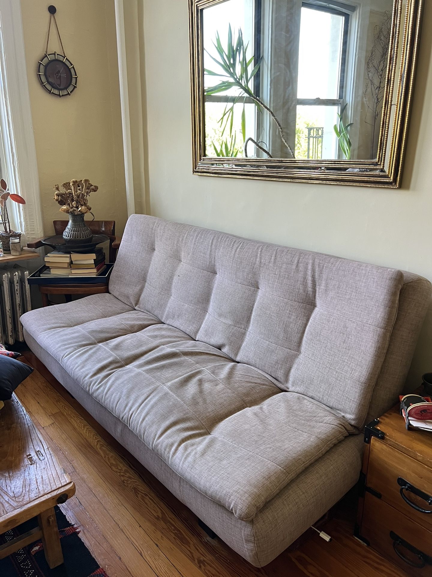 Stylish Gray Convertible Sofa Bed - Perfect for Small Spaces!