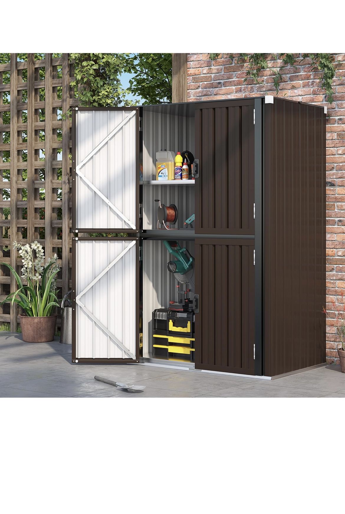 NEW IN BOX - 2”X 4” Outdoor Storage Shed Cabinet Waterproof with Shelves