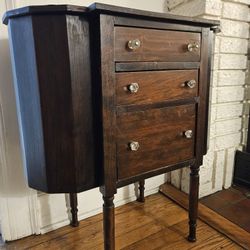 Antique Martha Washington Style Solid Wood Mahogany Sewing Cabinet