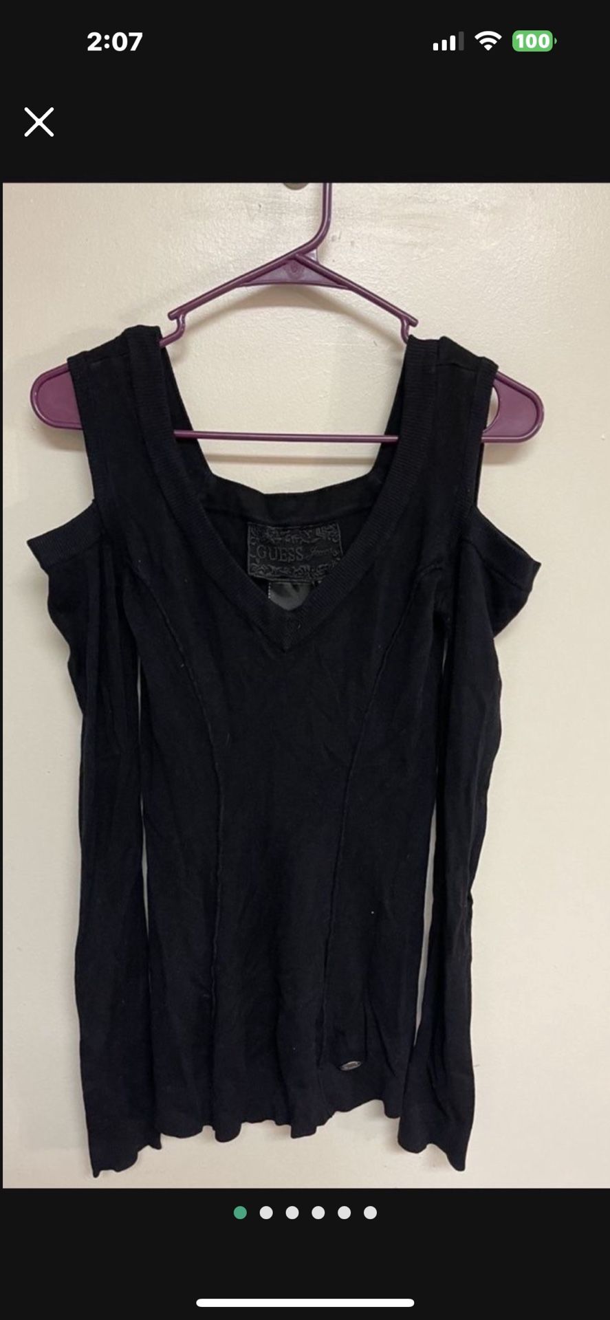 CA. GUESS COLD SHOULDER LONG SLEEVE KNIT DRESS/TUNIC. SIZE SMALL. PRELOVED.