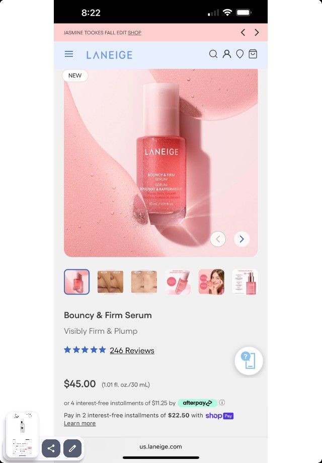 Laneige Bouncy And Firm Glowing Serum $25