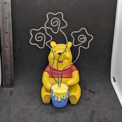 Disney Winnie The Pooh Honey Pot Figurine Metal Flower Picture Photo Note Holder
