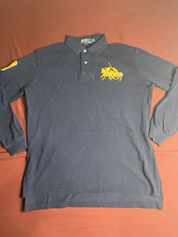 Vintage POLO by Ralph Lauren Royal Blue & Gold Double Pony  Shirt Men's Sz(L) 