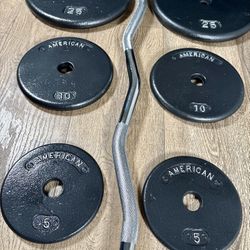 NEW Standard Curl Bar with Weight Plates 25s, 10s and 5s. (Total: 95 lbs)     