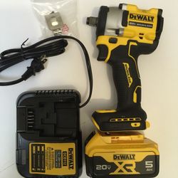 DEWALT 20V Cordless 1/2 in. Impact Wrench and 20V MAX Premium Lithium-Ion 5.0Ah Battery
