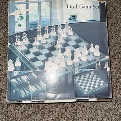 3 In 1 Game Set Chess Game Glass