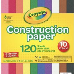 Crayola Construction Paper, 120 Pgs, School Supplies for Kindergarten, 10 Colors, Arts & Crafts Supplies, Classroom Must Haves