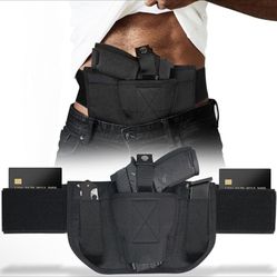 Belly Band Holster for Concealed Carry - Gun Holster for Men & Women, Ambidextrous Design, Double Mag Pouch for Most Pistols and Revolvers