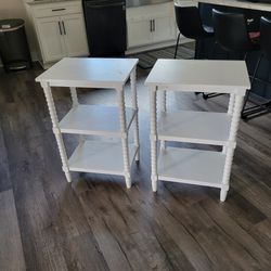 2 White Wood Tables