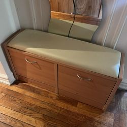 2-Drawer Shoe Cabinet with Bench