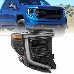 FIONE [FULL LED Headlight Assembly Compatible with GMC Sierra 2022 2023 2024 Front Light black Trim Right Passenger Side RH (contact info removed)3